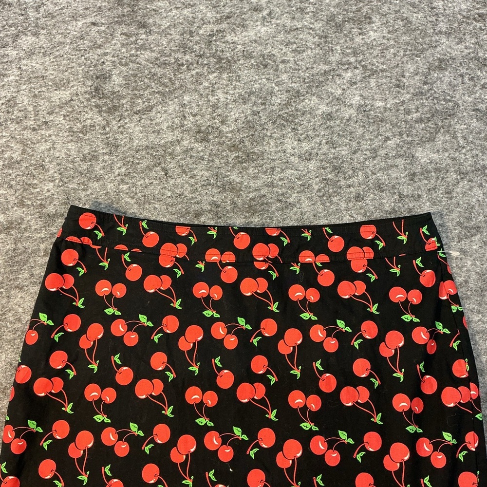 Sourpuss Pin Up Retro 50s Style Cherry Print Black Skirt Size XXL - Picture 2 of 4